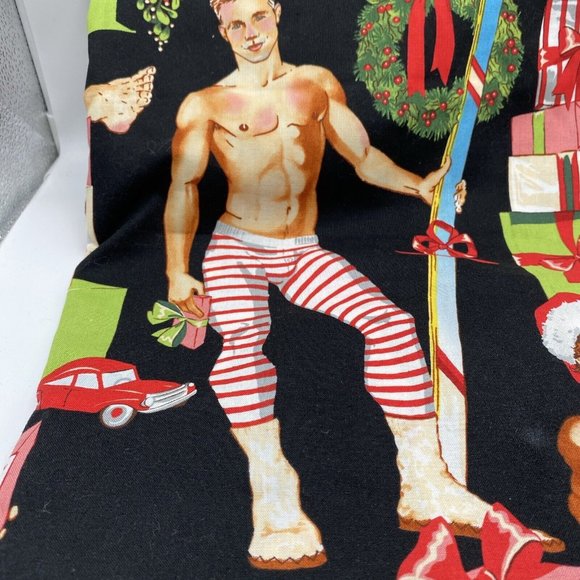 Fabric Christmas Tree Gay Pride Sexy Male Pin Up Santa Wreath Alexander Henry - Picture 2 of 7